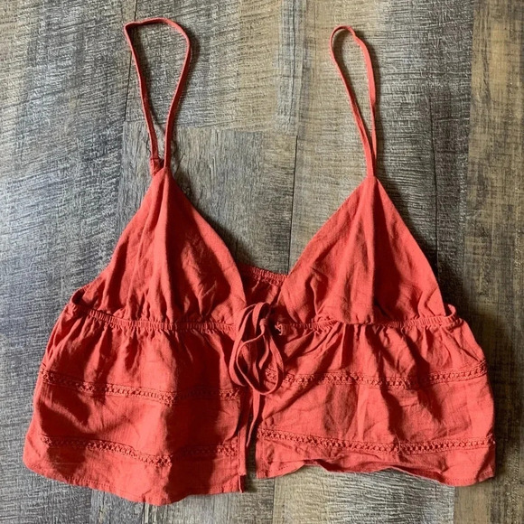 Crop top tie size large boho festival beachy vacation resortwear cruise - Picture 1 of 2